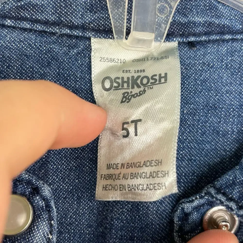 Oshkosh B'gosh Toddler Girls Mixed Fabric Chambray and Tulle Dress 5T